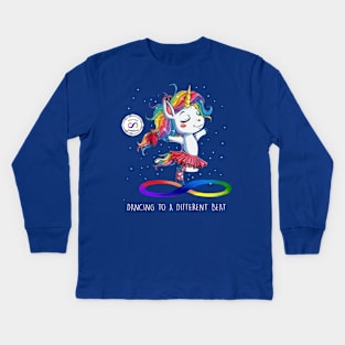 Unicorn Dancing to a DIfferent Beat Kids Long Sleeve T-Shirt